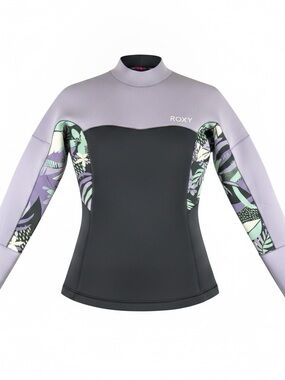 Roxy Women Long Sleeve Swell Series Wetsuit Jacket Floral Neoprene Size 10